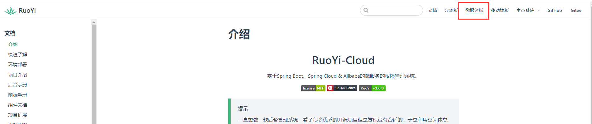 若依框架微服务版文档
